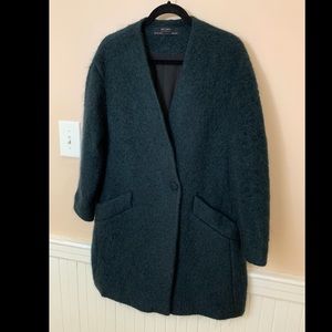 Zara Hunter Green Lined Mohair Coat - Sz M